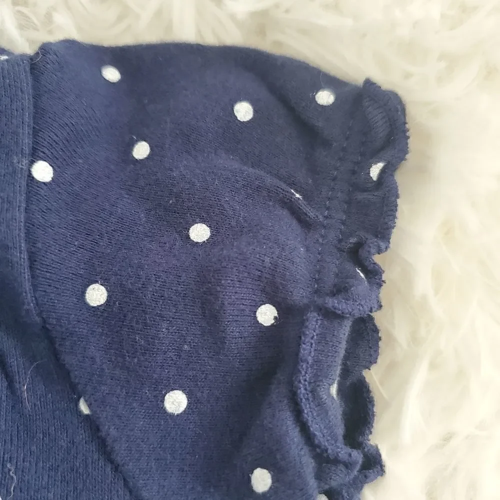 Carter's Baby Girl's Size 18M Navy Blue and White Polka Dot Romper